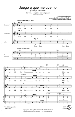 page one of Juego A Que Me Quemo (Chispa Candela) (SSA Choir)