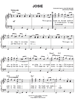 page one of Josie (Easy Piano)