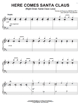 page one of Here Comes Santa Claus (Right Down Santa Claus Lane) (Piano Solo)
