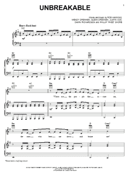page one of Unbreakable (Piano, Vocal & Guitar Chords (Right-Hand Melody))