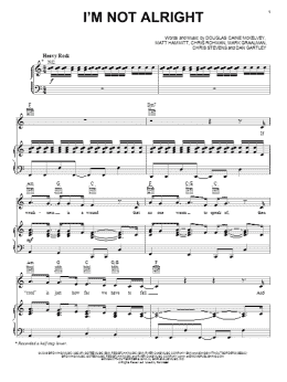 page one of I'm Not Alright (Piano, Vocal & Guitar Chords (Right-Hand Melody))