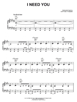 page one of I Need You (Piano, Vocal & Guitar Chords (Right-Hand Melody))