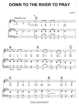 page one of Down To The River To Pray (Piano, Vocal & Guitar Chords (Right-Hand Melody))