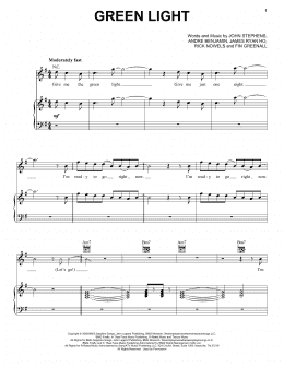 page one of Green Light (Piano, Vocal & Guitar Chords (Right-Hand Melody))
