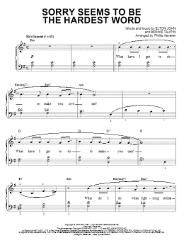 page one of Sorry Seems To Be The Hardest Word (arr. Phillip Keveren) (Piano Solo)