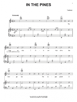 page one of In The Pines (Piano, Vocal & Guitar Chords (Right-Hand Melody))