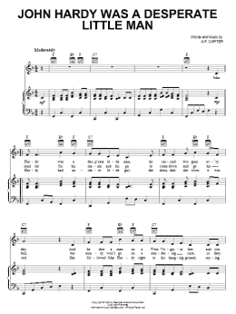 page one of John Hardy Was A Desperate Little Man (Piano, Vocal & Guitar Chords (Right-Hand Melody))