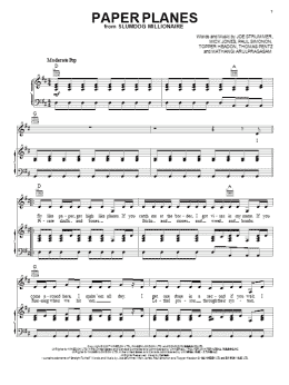 page one of Paper Planes (Piano, Vocal & Guitar Chords (Right-Hand Melody))
