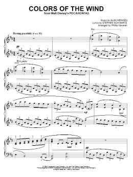 page one of Colors Of The Wind [Classical version] (from Pocahontas) (arr. Phillip Keveren) (Piano Solo)
