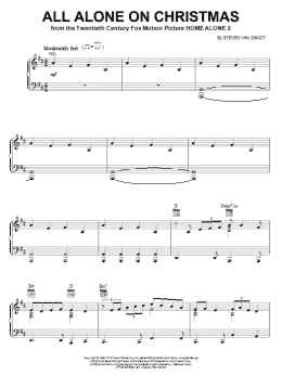 page one of All Alone On Christmas (Piano, Vocal & Guitar Chords (Right-Hand Melody))