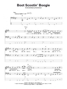 page one of Boot Scootin' Boogie (Bass Guitar Tab)