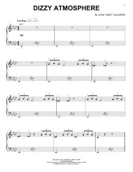 page one of Dizzy Atmosphere (Piano Solo)