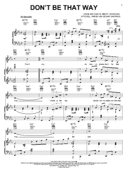 page one of Don't Be That Way (Piano, Vocal & Guitar Chords (Right-Hand Melody))