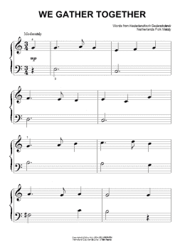 page one of We Gather Together (Beginning Piano Solo)