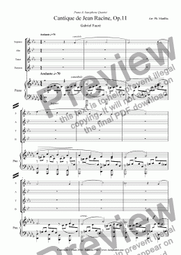 page one of Fauré - Cantique de Jean Racine, Op.11 (Sax quartet & piano)