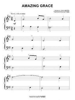 page one of Amazing Grace (Beginning Piano Solo)