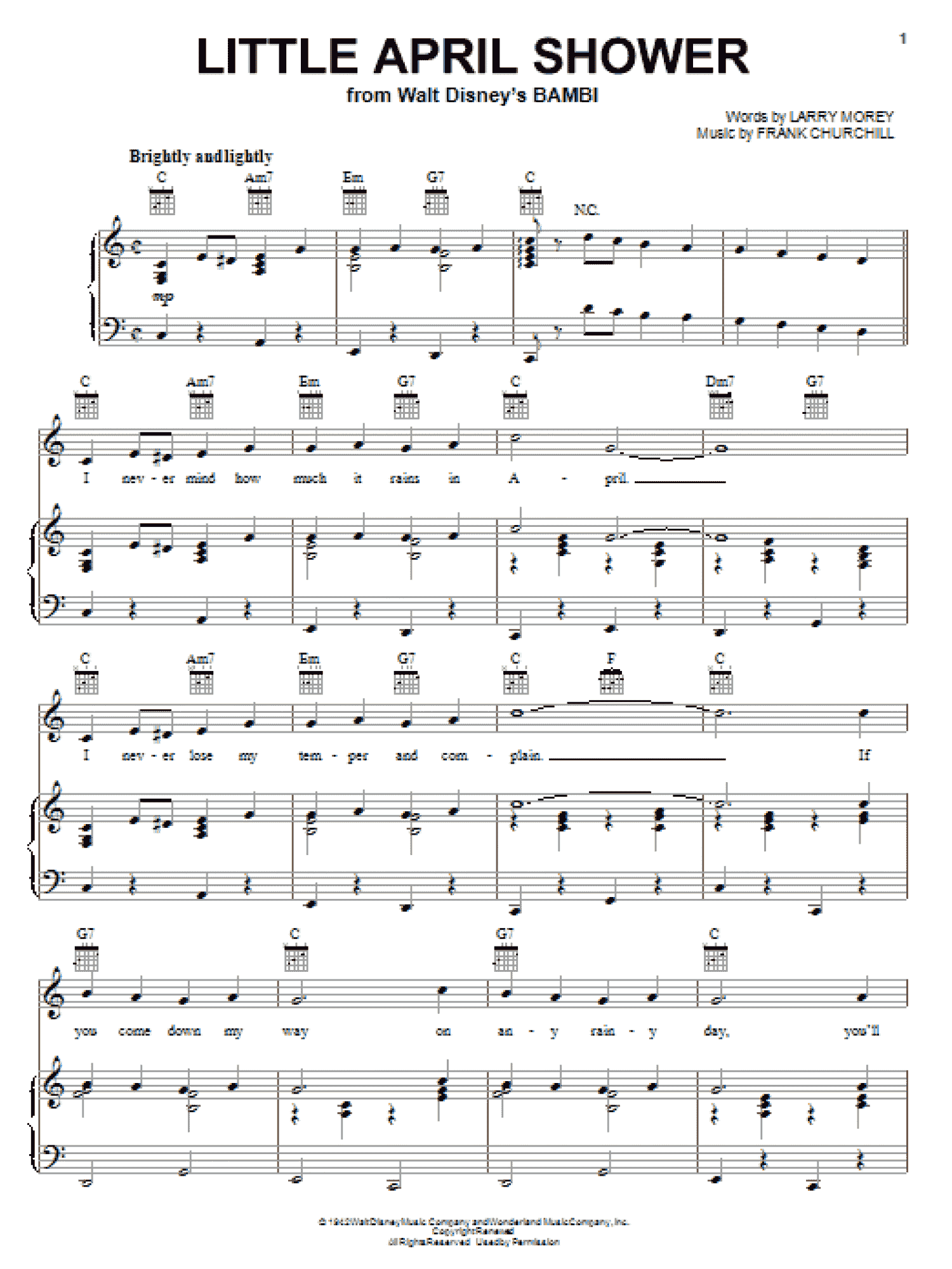 Little April Shower (Piano, Vocal & Guitar Chords (Right-Hand Melody))