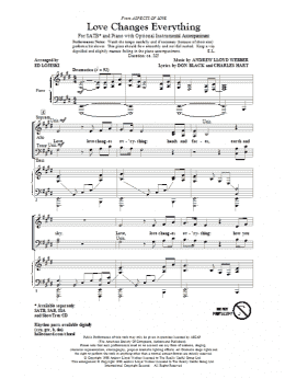 page one of Love Changes Everything (from Aspects Of Love) (arr. Ed Lojeski) (SATB Choir)