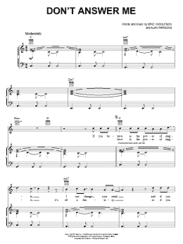 page one of Don't Answer Me (Piano, Vocal & Guitar Chords (Right-Hand Melody))