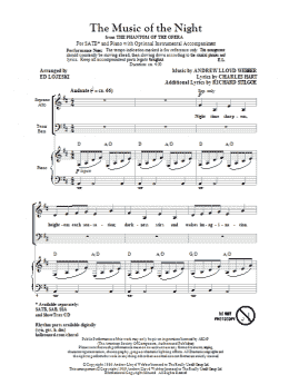 page one of The Music Of The Night (from The Phantom Of The Opera) (SATB Choir)