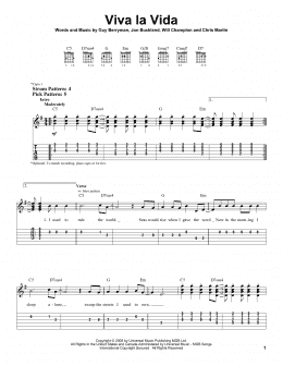 page one of Viva La Vida (Easy Guitar Tab)