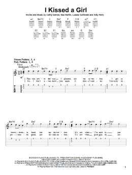 page one of I Kissed A Girl (Easy Guitar Tab)