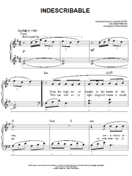 page one of Indescribable (arr. Phillip Keveren) (Easy Piano)