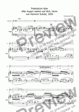 page one of Prelude on Aller Augen warten auf dich Herre for Organ and Cello