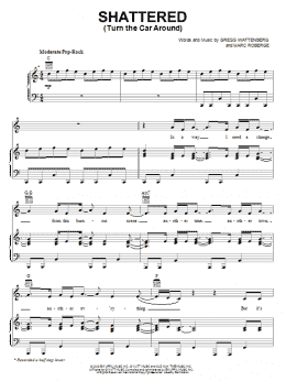page one of Shattered (Turn The Car Around) (Piano, Vocal & Guitar Chords (Right-Hand Melody))