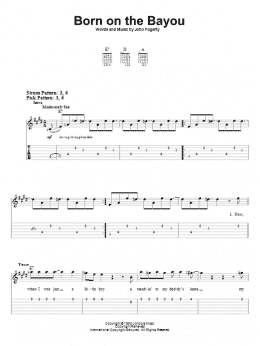 page one of Born On The Bayou (Easy Guitar Tab)