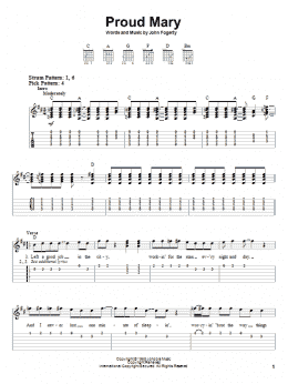 page one of Proud Mary (Easy Guitar Tab)