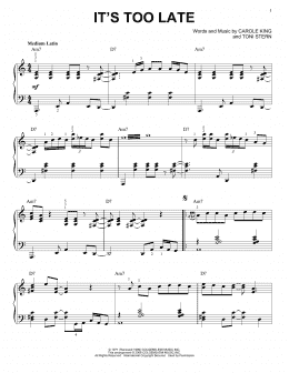 page one of It's Too Late [Jazz version] (arr. Brent Edstrom) (Piano Solo)