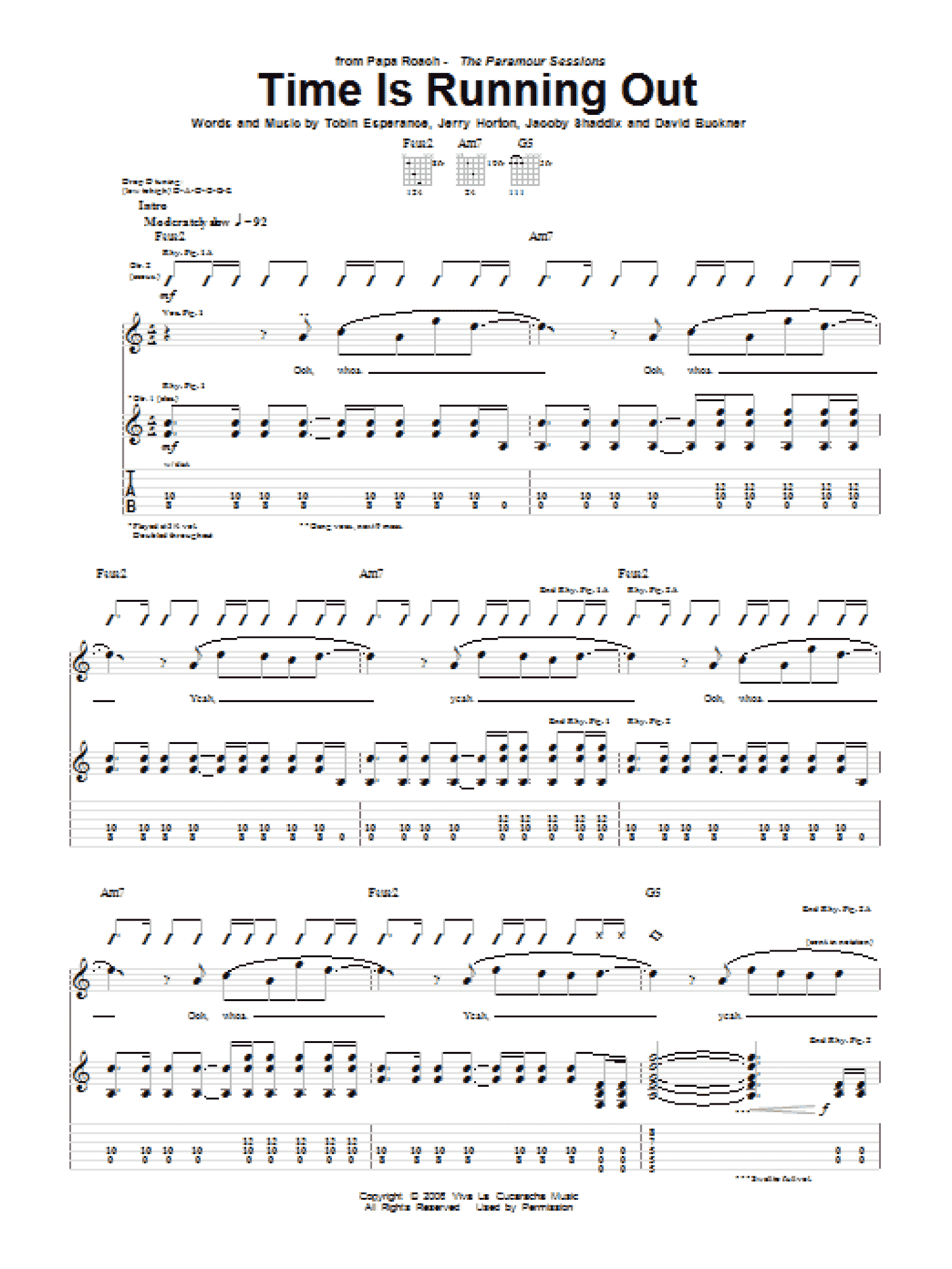 Time Is Running Out (Guitar Tab)