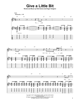 page one of Give A Little Bit (Guitar Tab (Single Guitar))