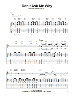 page one of Don't Ask Me Why (Guitar Tab (Single Guitar))