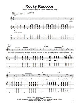page one of Rocky Raccoon (Guitar Tab (Single Guitar))