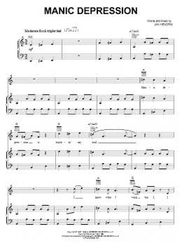 page one of Manic Depression (Piano, Vocal & Guitar Chords (Right-Hand Melody))