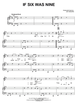 page one of If Six Was Nine (Piano, Vocal & Guitar Chords (Right-Hand Melody))