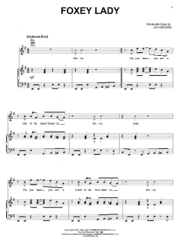 page one of Foxey Lady (Piano, Vocal & Guitar Chords (Right-Hand Melody))