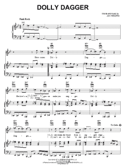 page one of Dolly Dagger (Piano, Vocal & Guitar Chords (Right-Hand Melody))