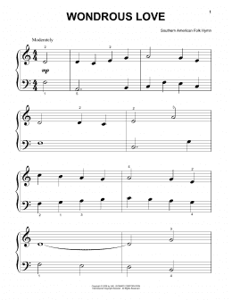 page one of Wondrous Love (Big Note Piano)