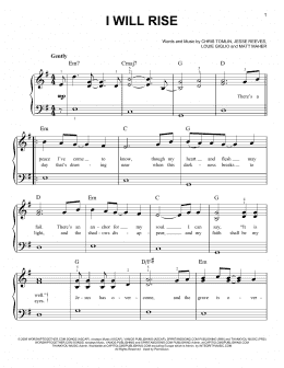 page one of I Will Rise (Easy Piano)