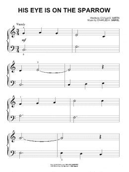page one of His Eye Is On The Sparrow (Beginning Piano Solo)