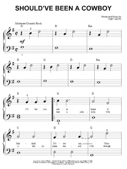 page one of Should've Been A Cowboy (Big Note Piano)