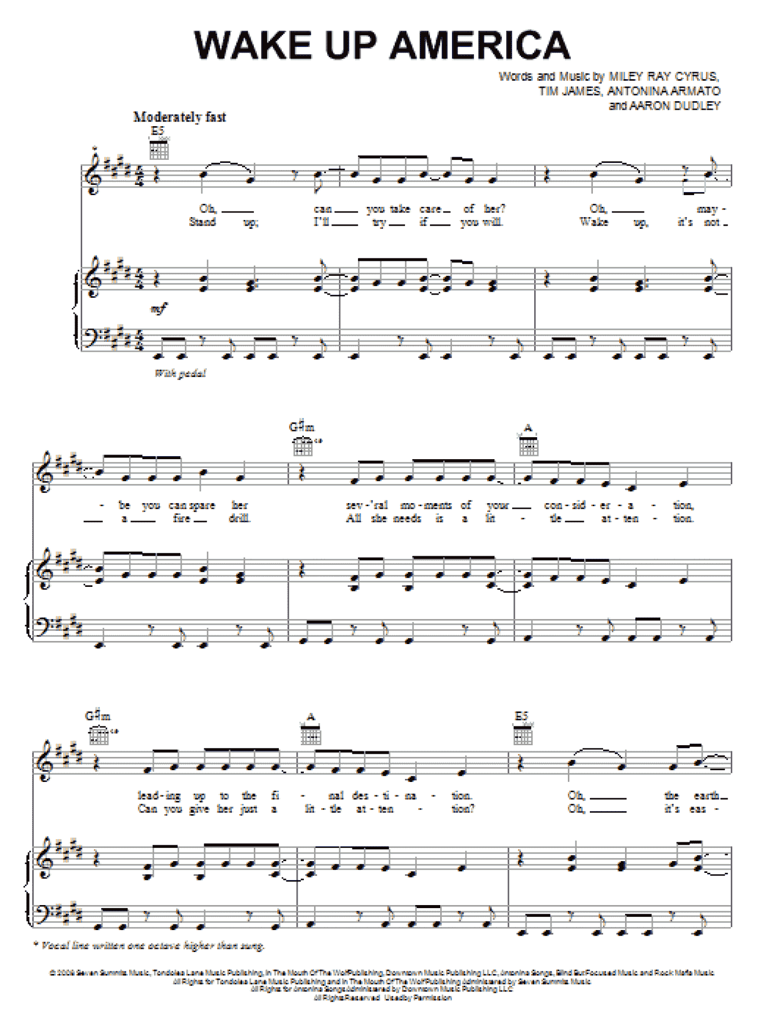 Wake Up America (Piano, Vocal & Guitar Chords (Right-Hand Melody))