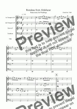 page one of Rondeau from Abdelazar - Brass Music for Weddings