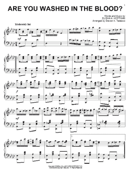 page one of Are You Washed In The Blood? [Ragtime version] (Piano Solo)