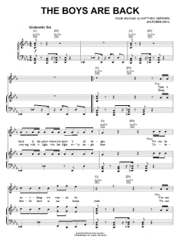 page one of The Boys Are Back (Piano, Vocal & Guitar Chords (Right-Hand Melody))
