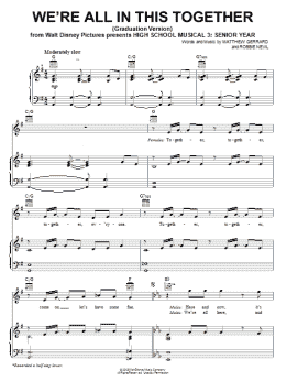 page one of We're All In This Together (Graduation Version) (from High School Musical 3: Senior Year) (Piano, Vocal & Guitar Chords (Right-Hand Melody))