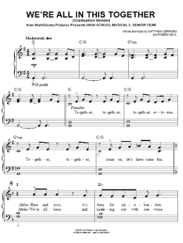 page one of We're All In This Together (Graduation Version) (from High School Musical 3: Senior Year) (Easy Piano)